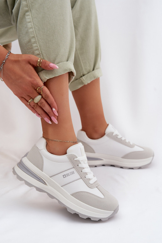 Sneakers modeļa apavi sporta apavi Sieviešu Big Star TT274879 HI-POLY SYSTEM Baltas-Pelēkas krāsas