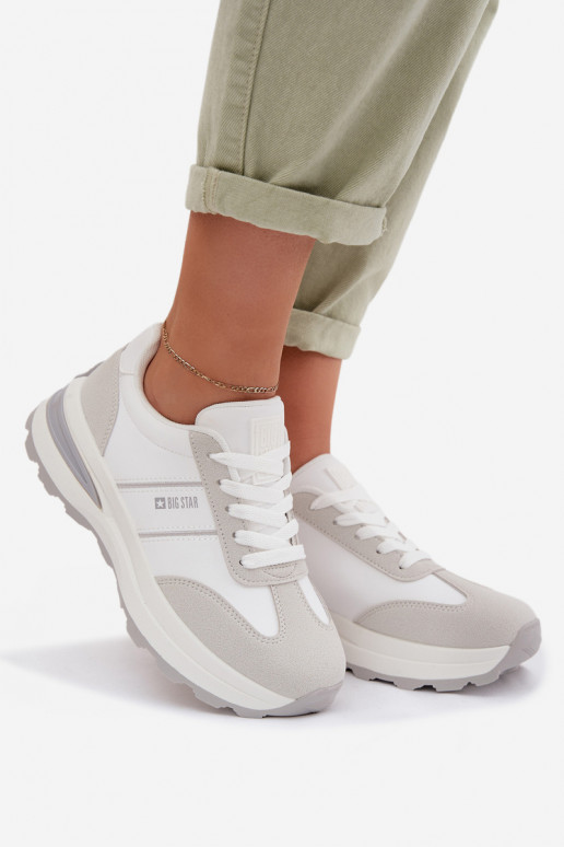 Sneakers modeļa apavi sporta apavi Sieviešu Big Star TT274879 HI-POLY SYSTEM Baltas-Pelēkas krāsas