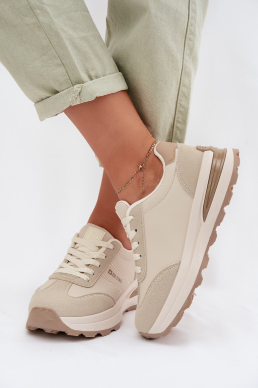 Sneakers modeļa apavi sporta apavi Sieviešu Big Star TT274876 HI-POLY SYSTEM smilšu krāsas
