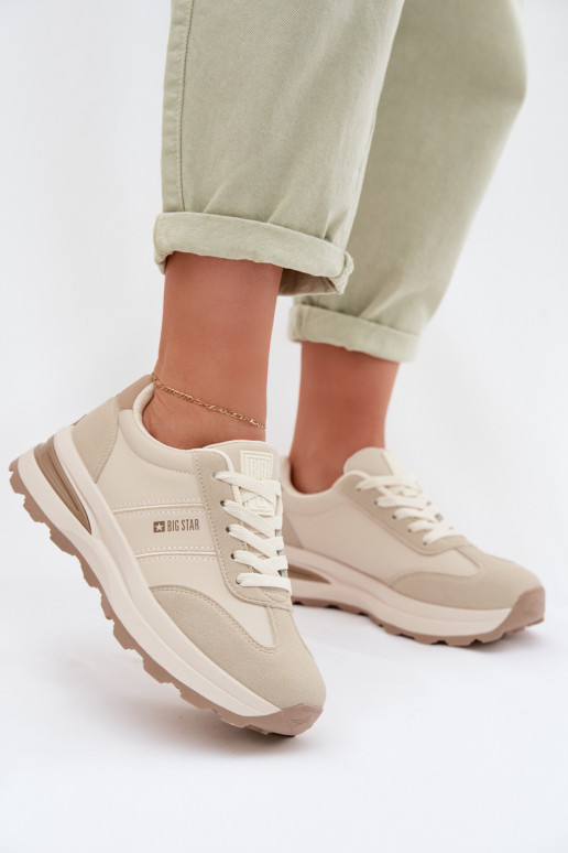 Sneakers modeļa apavi sporta apavi Sieviešu Big Star TT274876 HI-POLY SYSTEM smilšu krāsas