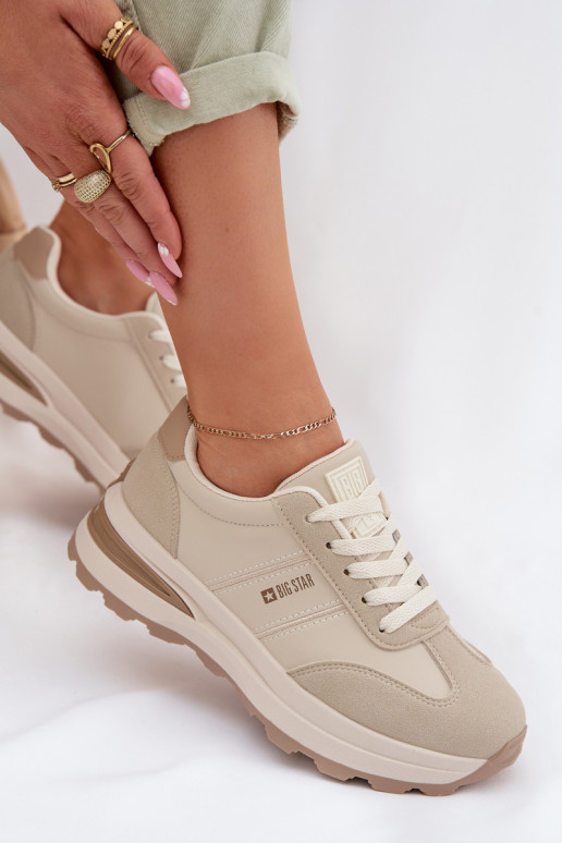 Sneakers modeļa apavi sporta apavi Sieviešu Big Star TT274876 HI-POLY SYSTEM smilšu krāsas