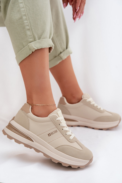 Sneakers modeļa apavi sporta apavi Sieviešu Big Star TT274876 HI-POLY SYSTEM smilšu krāsas