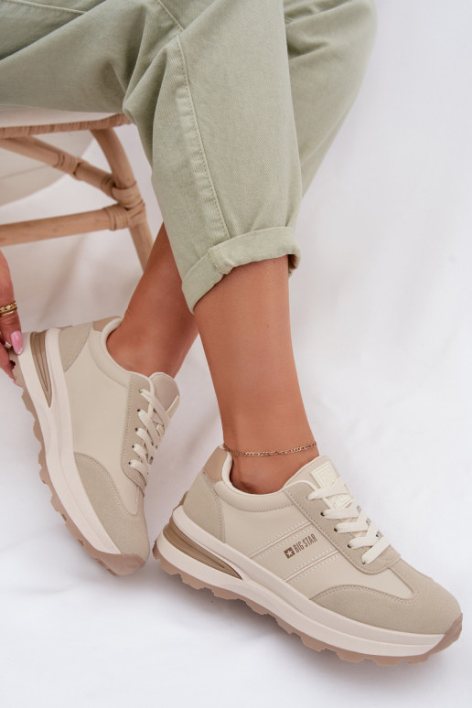 Sneakers modeļa apavi sporta apavi Sieviešu Big Star TT274876 HI-POLY SYSTEM smilšu krāsas