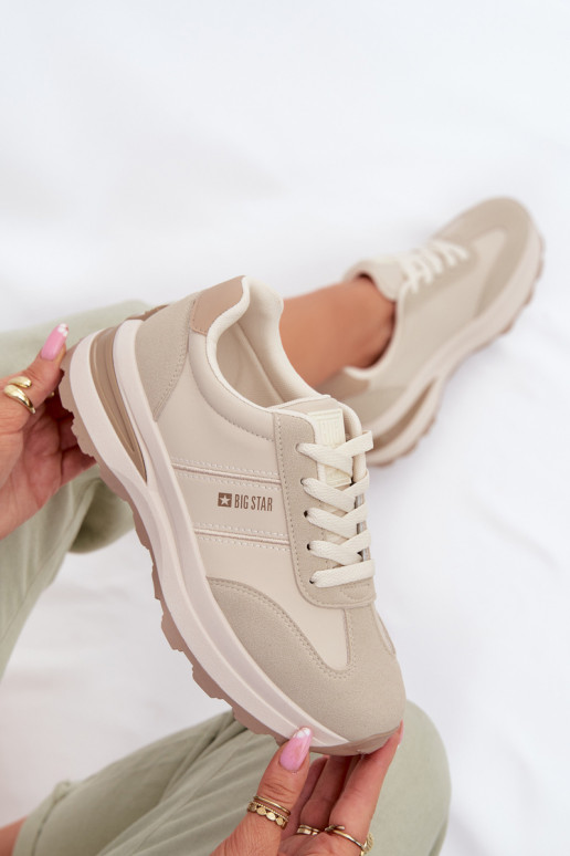 Sneakers modeļa apavi sporta apavi Sieviešu Big Star TT274876 HI-POLY SYSTEM smilšu krāsas