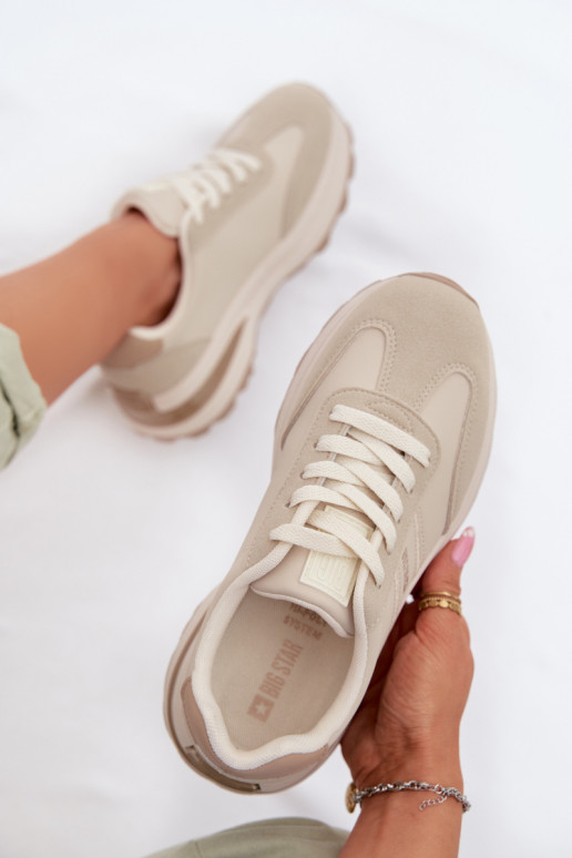 Sneakers modeļa apavi sporta apavi Sieviešu Big Star TT274876 HI-POLY SYSTEM smilšu krāsas