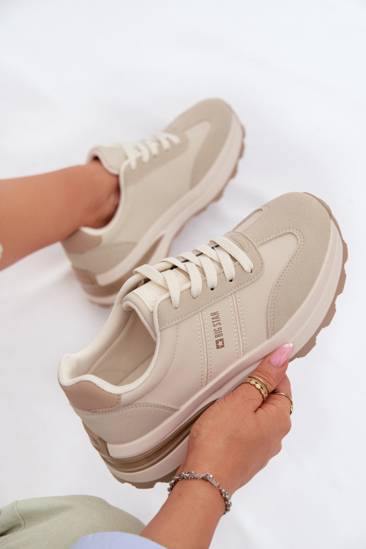 Sneakers modeļa apavi sporta apavi Sieviešu Big Star TT274876 HI-POLY SYSTEM smilšu krāsas