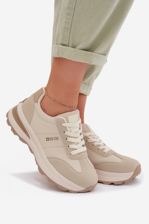 Sneakers modeļa apavi sporta apavi Sieviešu Big Star TT274876 HI-POLY SYSTEM smilšu krāsas