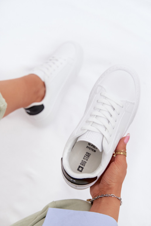 Sneakers modeļa apavi Sieviešu no eko ādas Big Star TT274928 HI-POLY SYSTEM baltas krāsas