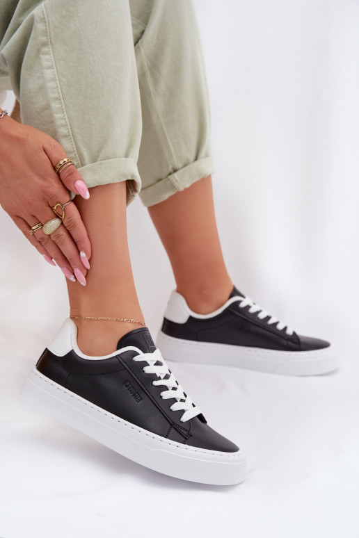 Sneakers modeļa apavi Sieviešu no eko ādas Big Star TT274927 HI-POLY SYSTEM melnas krāsas