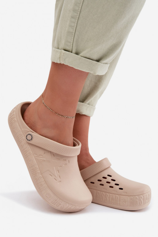 Čības Tukšas Sieviešu Vieglas čības uz pirksta Big Star TT274A083 smilšu krāsas