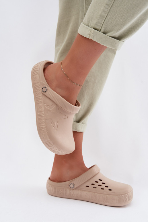 Čības Tukšas Sieviešu Vieglas čības uz pirksta Big Star TT274A083 smilšu krāsas