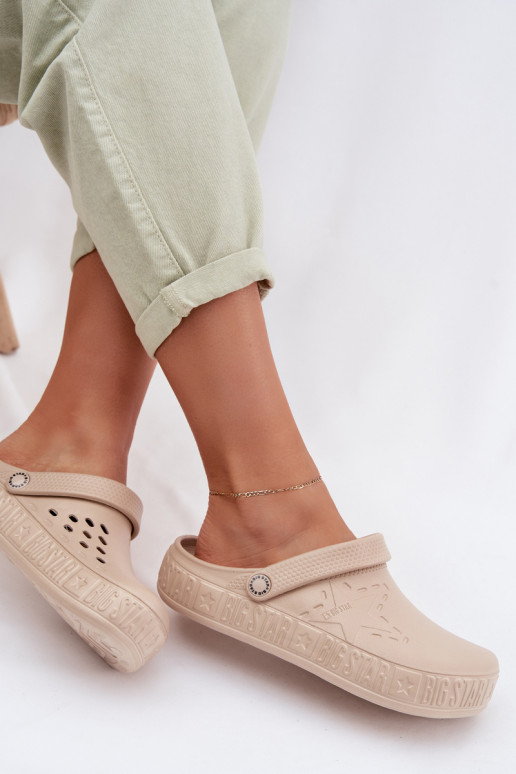 Čības Tukšas Sieviešu Vieglas čības uz pirksta Big Star TT274A083 smilšu krāsas