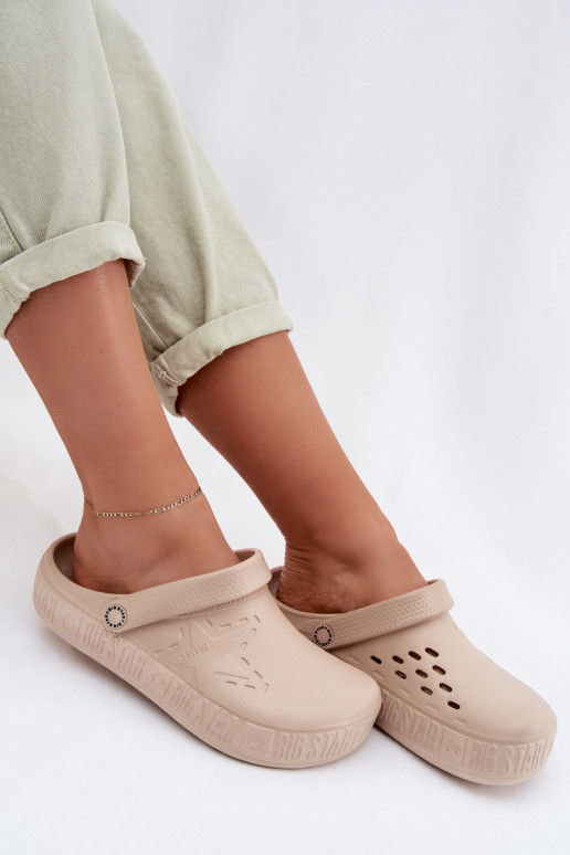 Čības Tukšas Sieviešu Vieglas čības uz pirksta Big Star TT274A083 smilšu krāsas