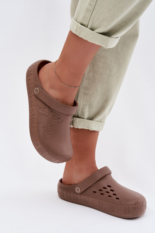 Čības Tukšas Sieviešu Vieglas čības uz pirksta Big Star TT274A085 brūnas krāsas