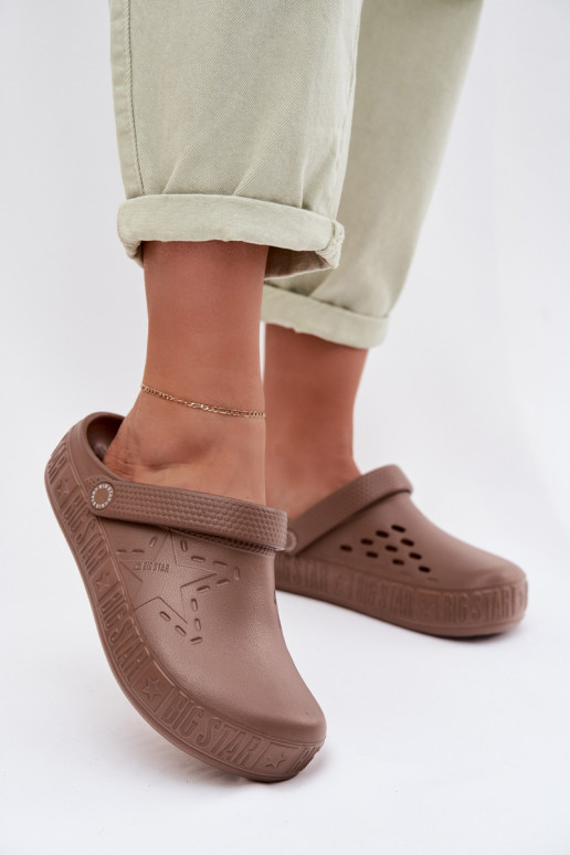 Čības Tukšas Sieviešu Vieglas čības uz pirksta Big Star TT274A085 brūnas krāsas