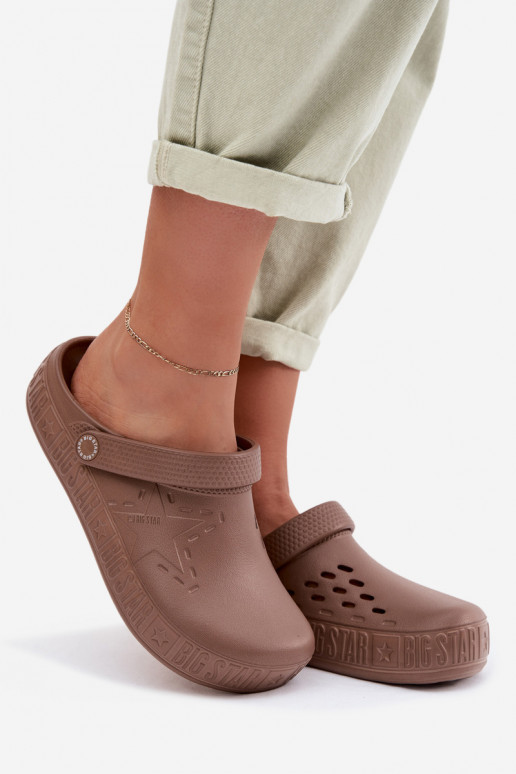 Čības Tukšas Sieviešu Vieglas čības uz pirksta Big Star TT274A085 brūnas krāsas