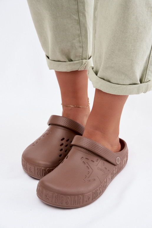 Čības Tukšas Sieviešu Vieglas čības uz pirksta Big Star TT274A085 brūnas krāsas