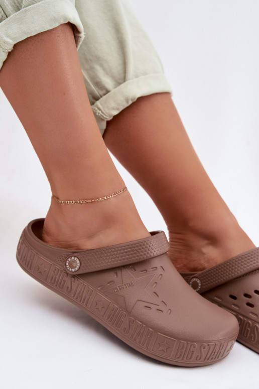 Čības Tukšas Sieviešu Vieglas čības uz pirksta Big Star TT274A085 brūnas krāsas