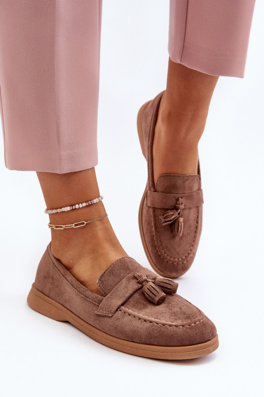 Eleganti zamšādas lauferi brūnas krāsas Dansitu