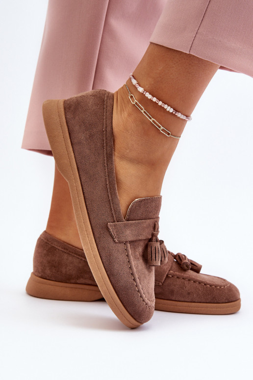 Eleganti zamšādas lauferi brūnas krāsas Dansitu