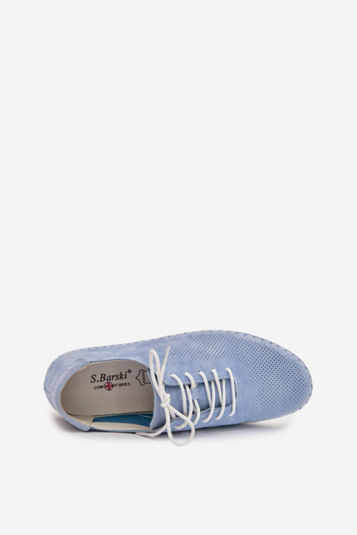 apavi SieviešuIeslēgtsturalnego zamšādasu S.Barski LR61-7080 Zilas krāsas