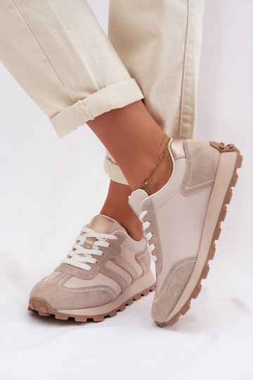 Āda Sneakers modeļa apavi Sieviešu ar platformu S.Barski LR61-7096 smilšu krāsas
