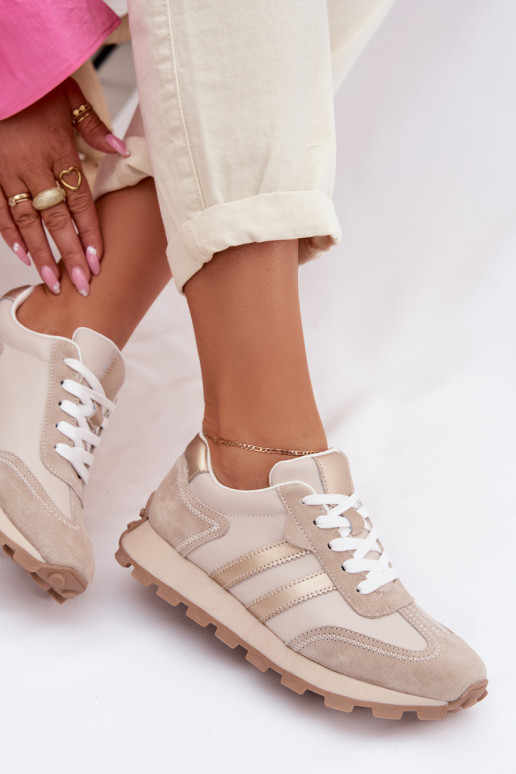 Āda Sneakers modeļa apavi Sieviešu ar platformu S.Barski LR61-7096 smilšu krāsas