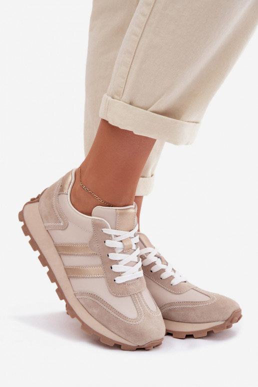 Āda Sneakers modeļa apavi Sieviešu ar platformu S.Barski LR61-7096 smilšu krāsas