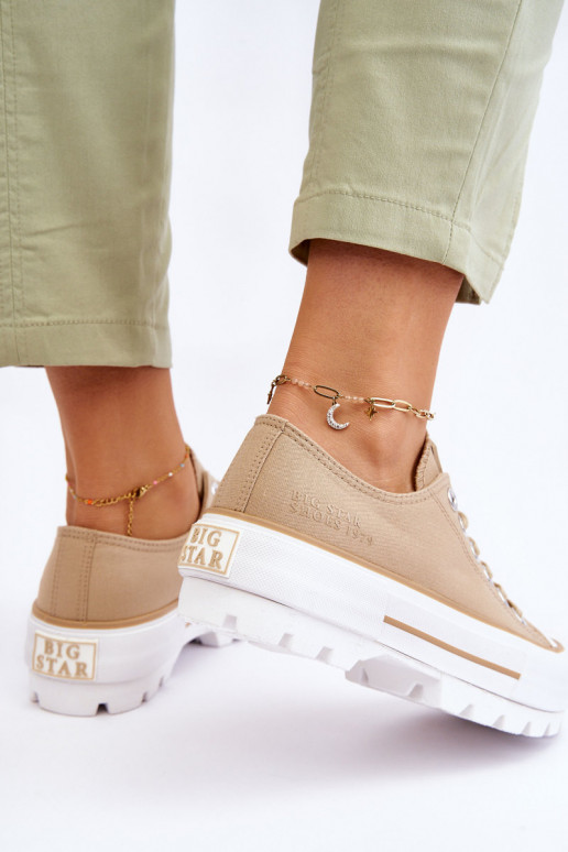 Auduma brīvā laika apavi ar platformu Big Star LL274154 smilšu krāsas