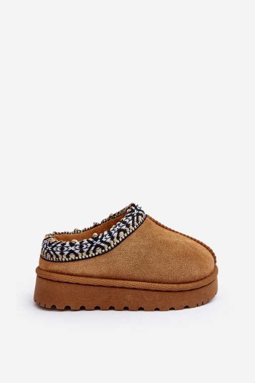 Čības Bērnu apavi Paslīdēt uz siltināti brūnas krāsas Olivane