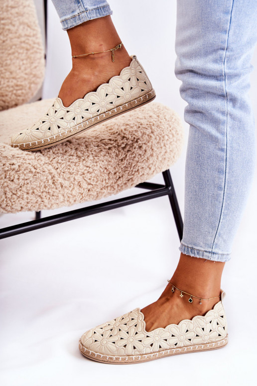 Sieviešu Paslīdēt uz Balerīnas ar puķītēm smilšu krāsas Vennice