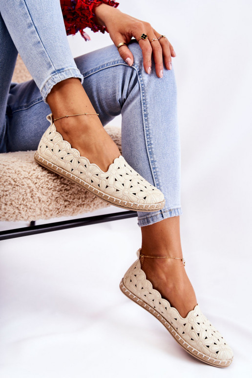 Sieviešu Paslīdēt uz Balerīnas ar puķītēm smilšu krāsas Vennice