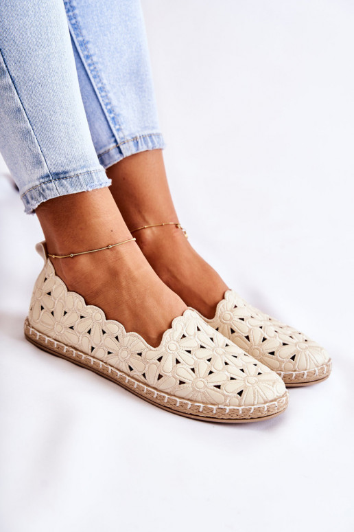 Sieviešu Paslīdēt uz Balerīnas ar puķītēm smilšu krāsas Vennice