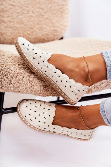 Sieviešu Paslīdēt uz Balerīnas ar puķītēm baltas krāsas Vennice 2