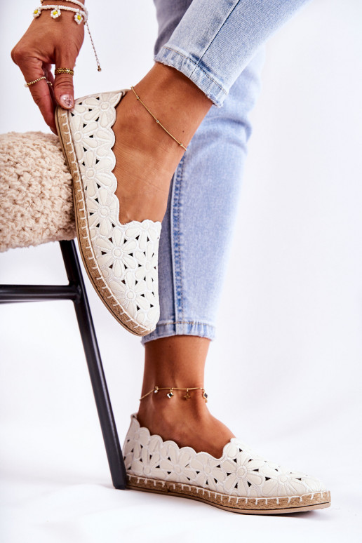 Sieviešu Paslīdēt uz Balerīnas ar puķītēm baltas krāsas Vennice