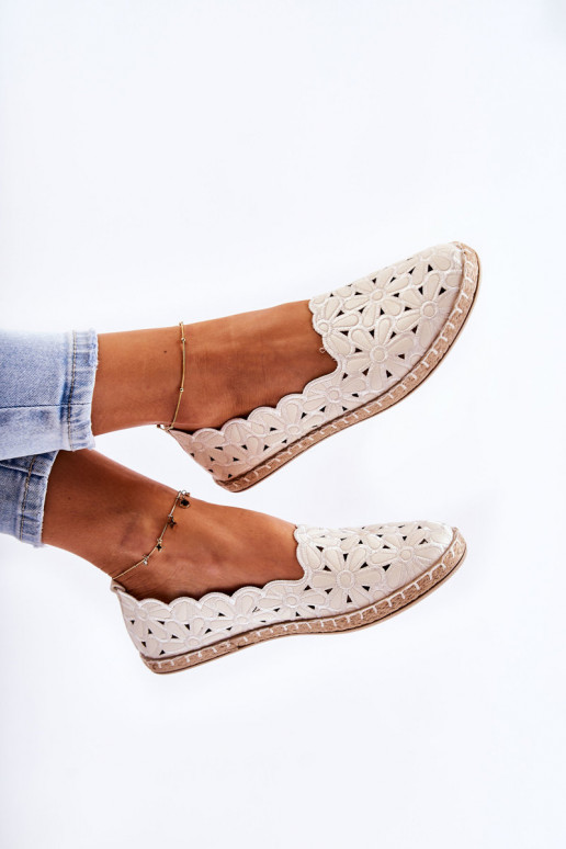 Sieviešu Paslīdēt uz Balerīnas ar puķītēm baltas krāsas Vennice