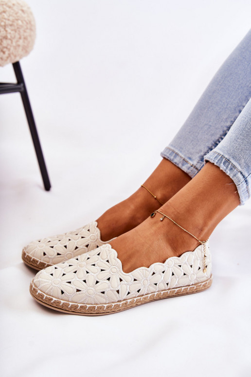 Sieviešu Paslīdēt uz Balerīnas ar puķītēm baltas krāsas Vennice