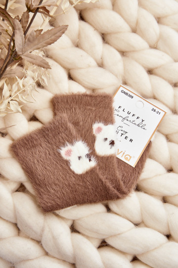 ar kažokādu Skarpety Bērnu apavi Ar Lāci brūnas krāsas 2