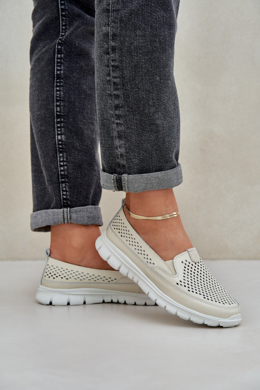 Gaisma Āda Ažūrs Sieviešu mokasīni ar apzeltītu zoli smilšu krāsas Tanelora