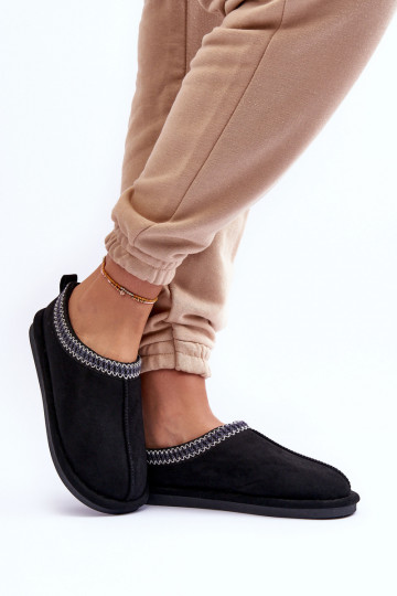 Sieviešu zamšādas čības ar kažokādu melnas krāsas Polinna 2