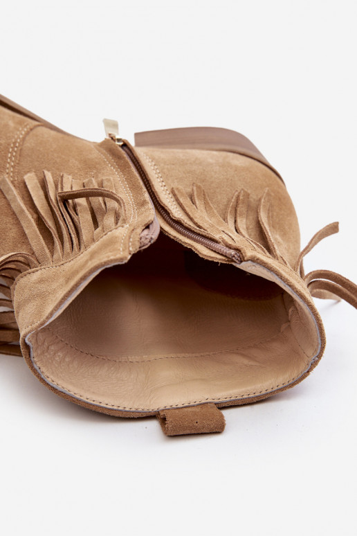 Zazoo 3430 Zamšādas kurpes Sieviešu ar bārkstīm smilšu krāsas