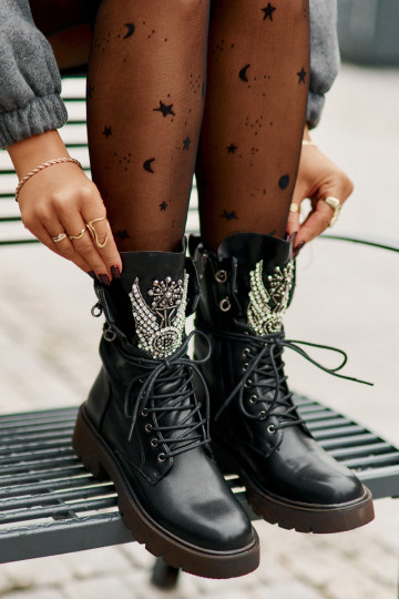 Eko Āda zābaki Ar Dekorāciju siltināti D&A MR880-080 melnas krāsas 2