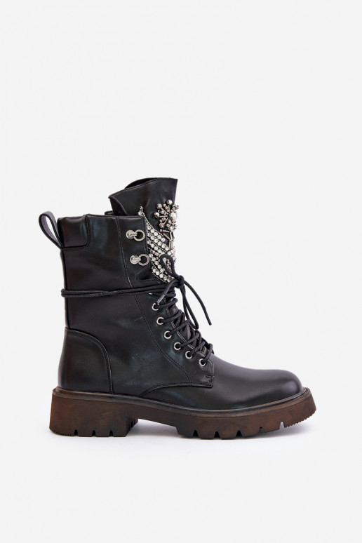 Eko Āda zābaki Ar Dekorāciju siltināti D&A MR880-080 melnas krāsas