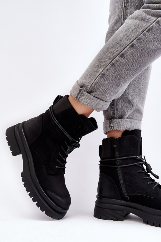 Sieviešu puszābaki Uz biezas zoles melnas krāsas Ieslēgtsrelona