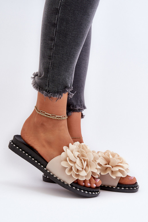 sieviešu čības Ozdobione Ziedsami smilšu krāsas Cellanen