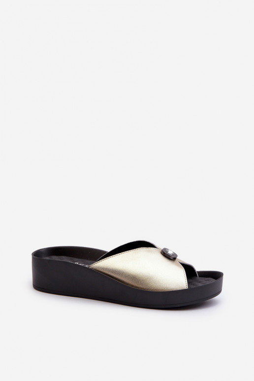 Čibas no dabīgas ādas Sieviešu ar ornamentiem Zelta krāsas S.Barski KV27-027