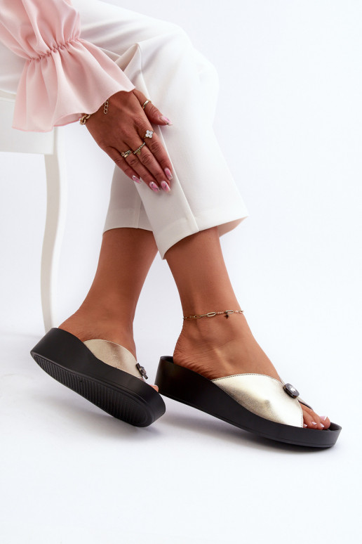 Čibas no dabīgas ādas Sieviešu ar ornamentiem Zelta krāsas S.Barski KV27-027