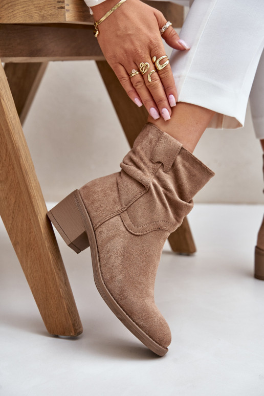 siltināti Sieviešu puszābaki Ar savilktu augšdaļu Uz Zema Papēža smilšu krāsas Zinanya