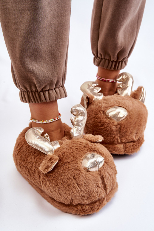 Sieviešu ar kažokādu Paslīdēt uz čības Reindeers brūnas krāsas Comet