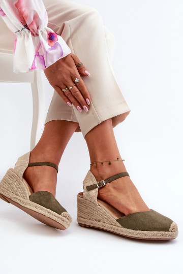 zamšādas sandales espadrilles ar platformu Zaļas krāsas Cammer 2